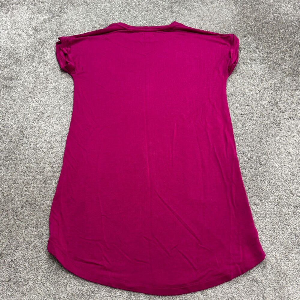 Lou & Grey Mini Crew T-Shirt Dress Womens Small Magenta Pink Pocket Short Sleeve - Picture 2 of 12